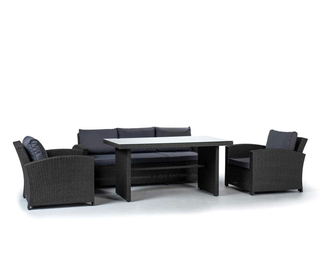 NEW YORK - Salle à manger d'extérieur Gris 5 Places Rotin Synethétique