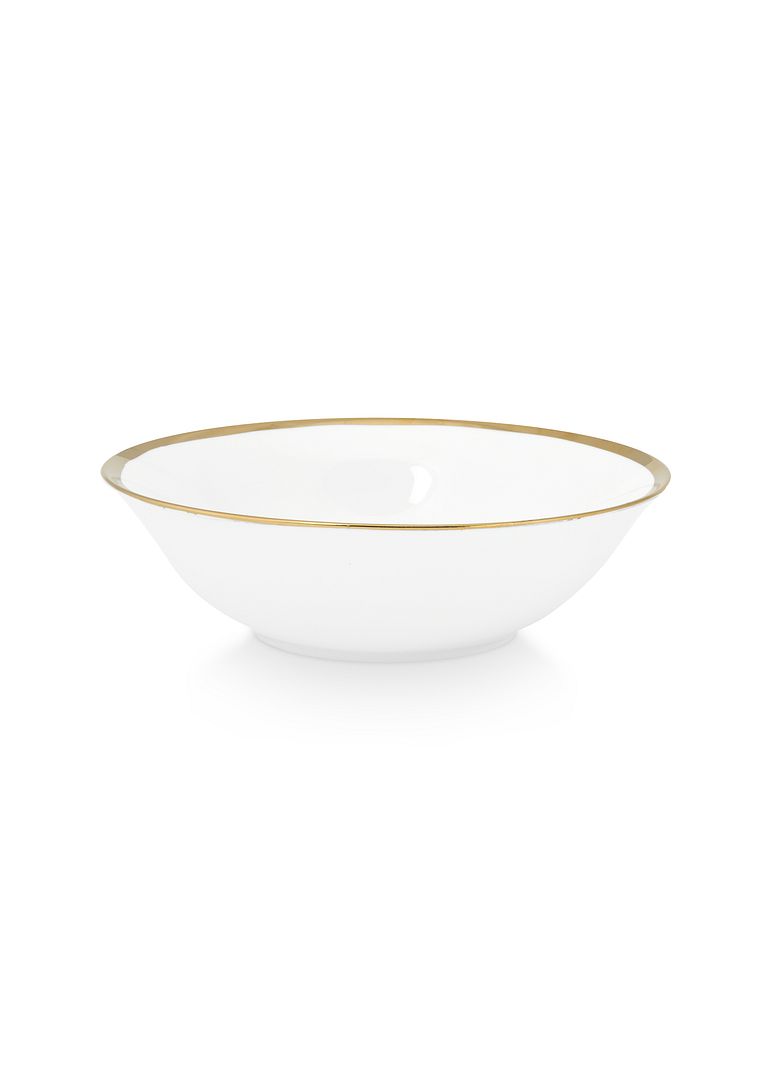 vtwonen Kommen - Set van 4 - Wit/Goud - Porselein - Ø 18cm