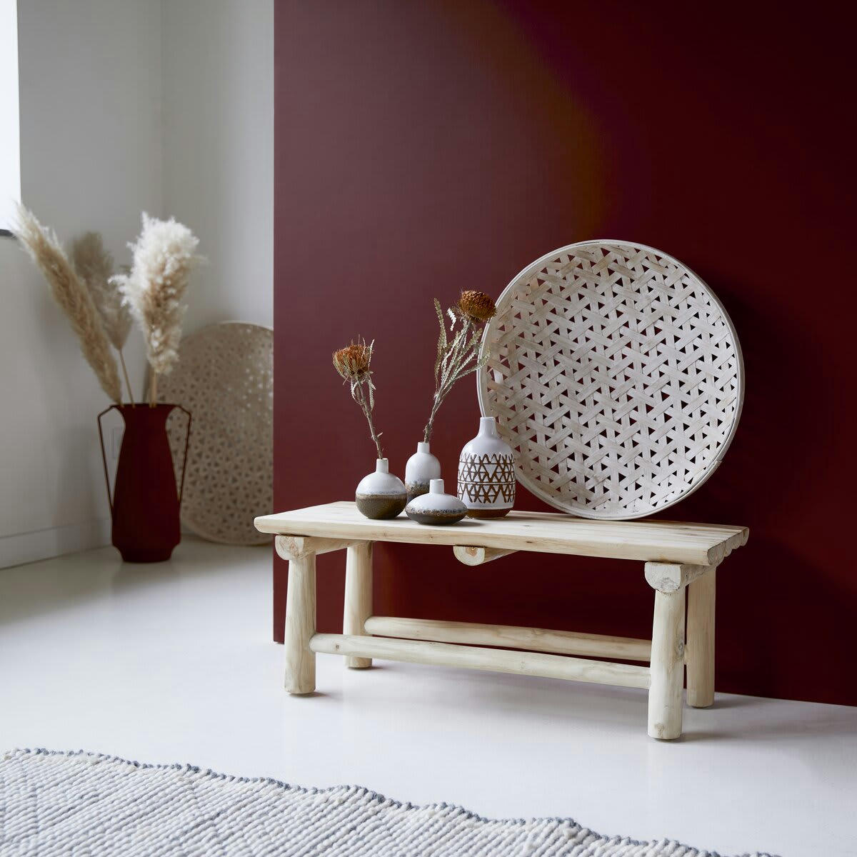 KILIM - Banc déco en teck massif