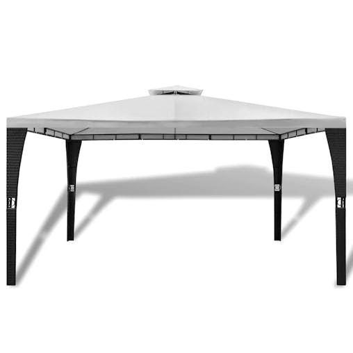 NNEVL Poly Rattan Gazebo with Cream White Roof 3 x 4 m