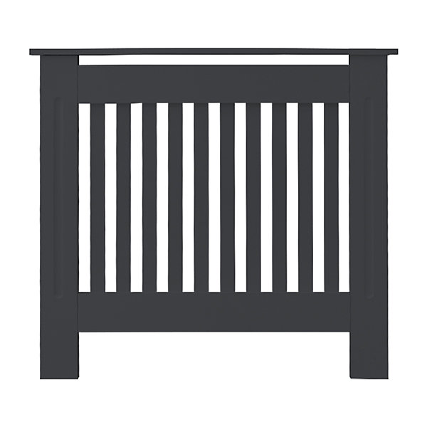 Cache-radiateur ECD Germany 78x19x82 cm anthracite à lattes verticales avec étagère en bois MDF