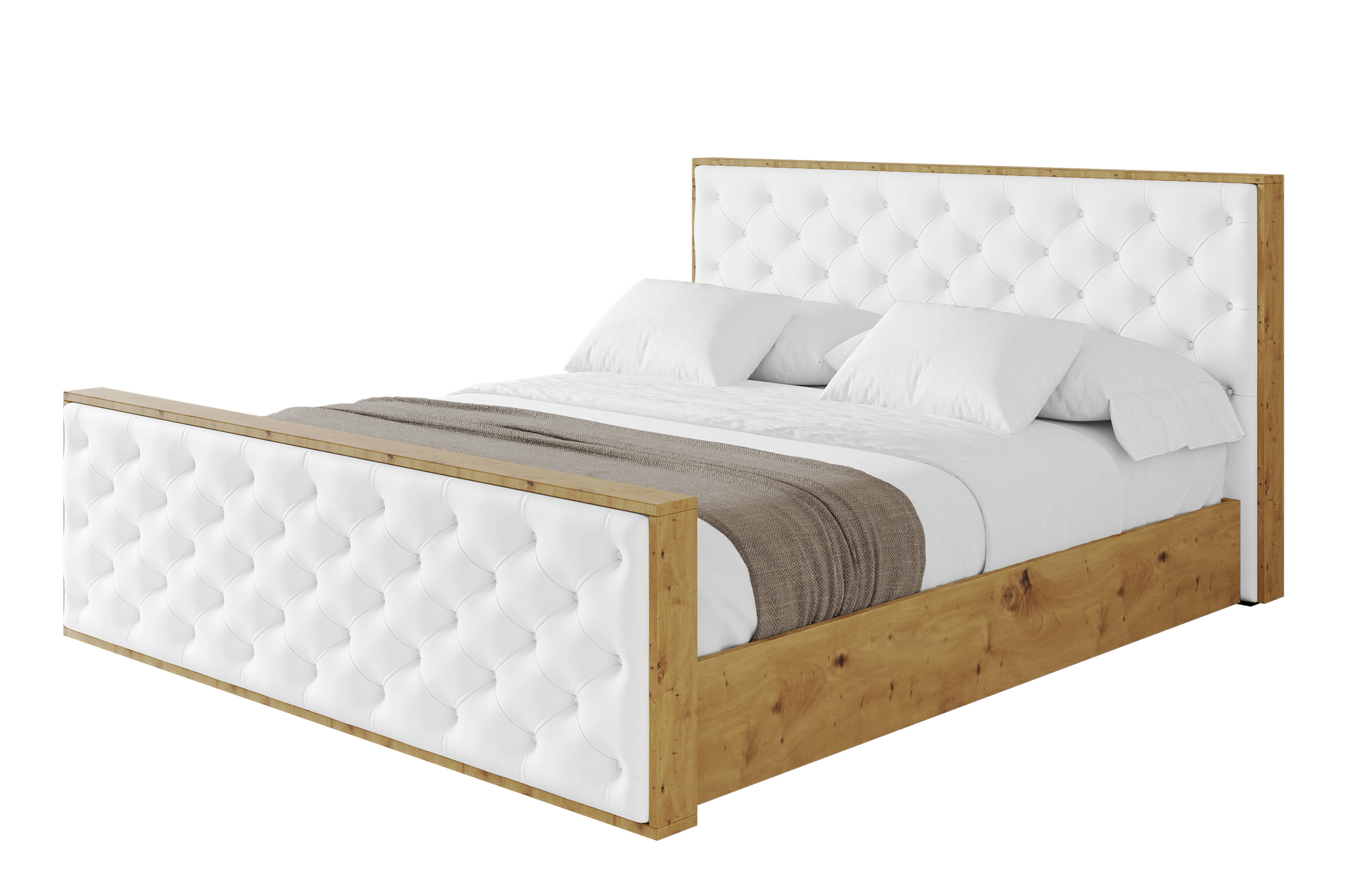 Łóżko tapicerowane z materacem   pojemnik ENZO3-Z-120x200 cmBiały