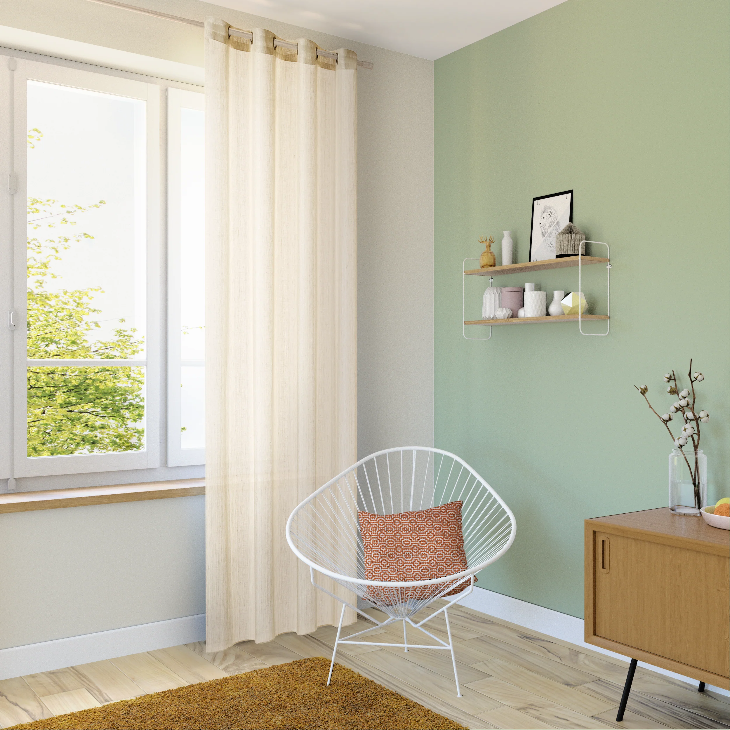 Voilage LINETTE coloris blanc 145 x 240 cm