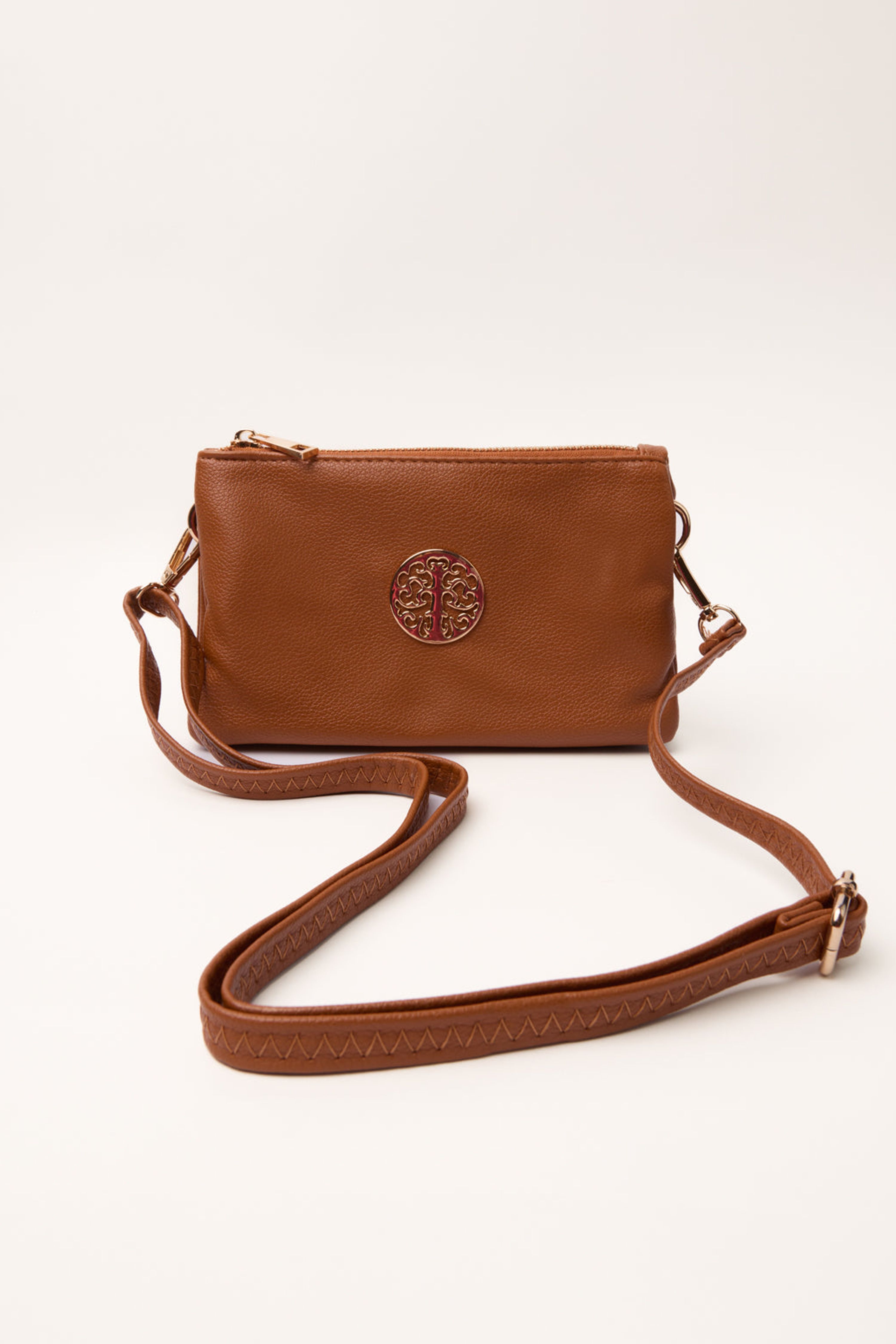 Blue Vanilla Detailed Zip Up Purse With Detachable Strap