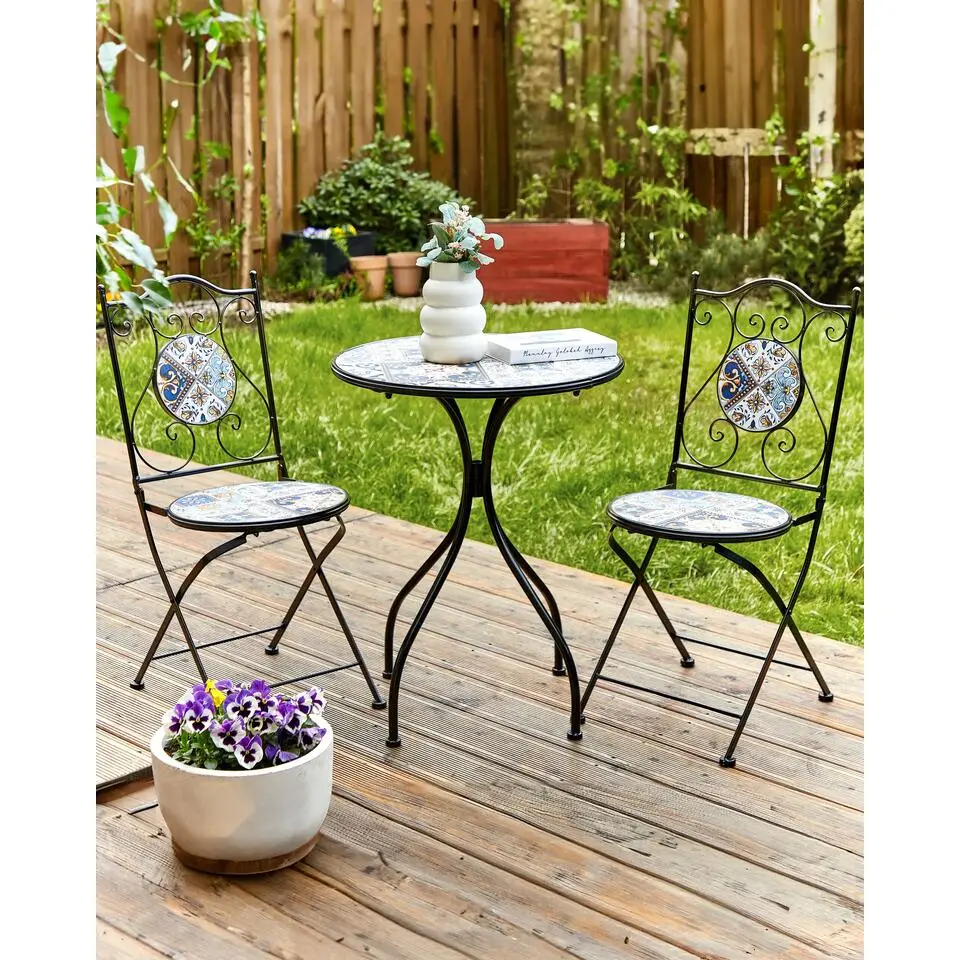 CIVITA - Tuinstoel set van 2 - Zwart - Metaal