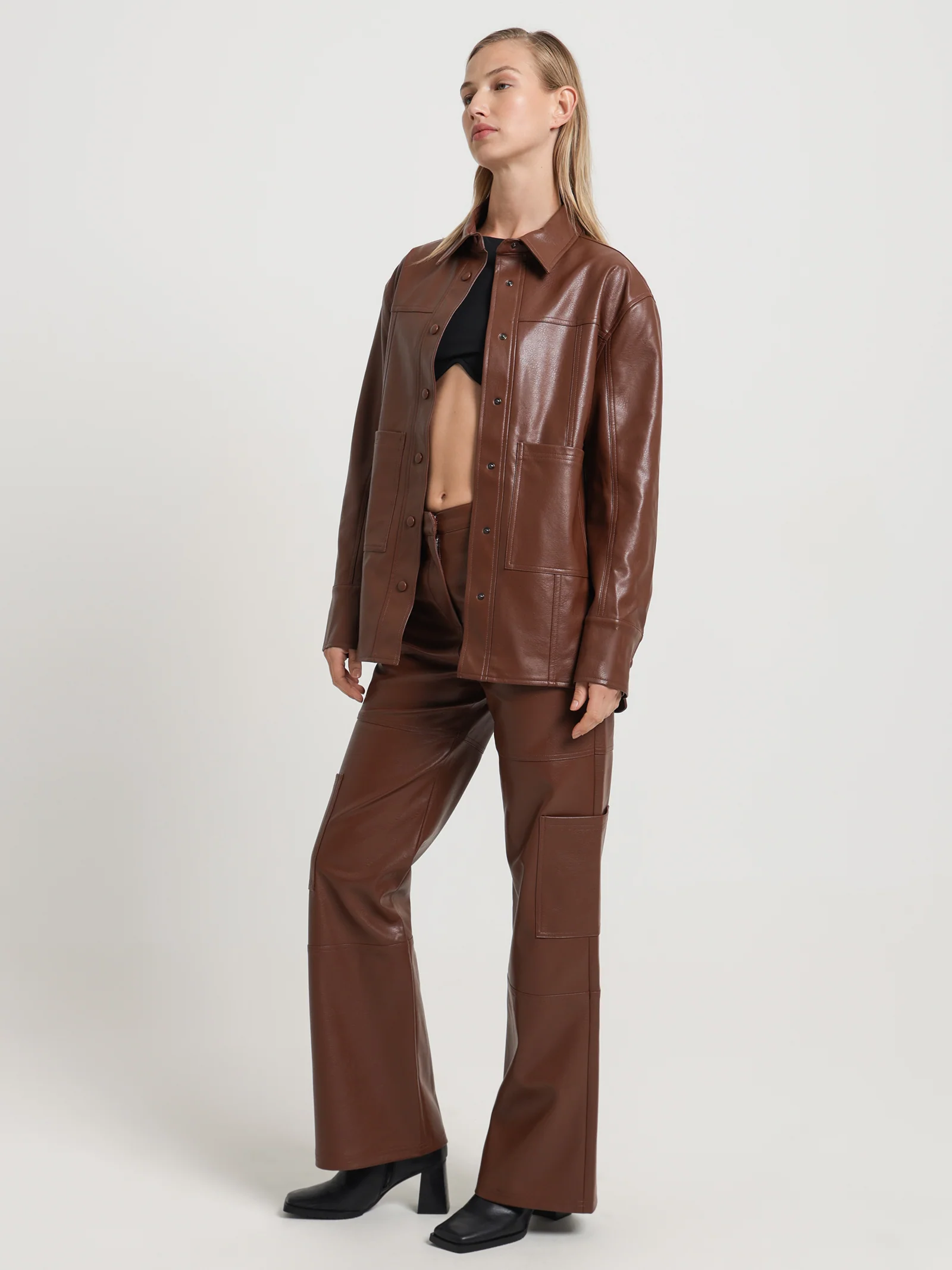 Zima Faux Leather Shacket