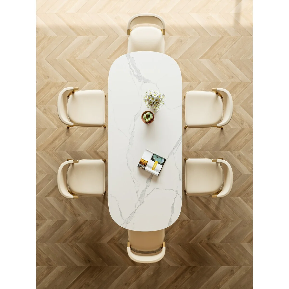 Lesly Modern Oval White 55.11 in. Dining Table (4 Seats) - 55.11D×31.49W×29.52H