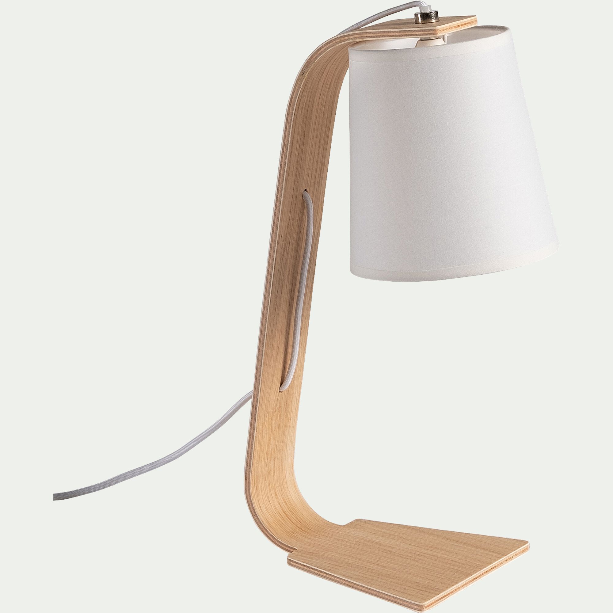 ELLICA - Lampe à poser en bois et coton H43cm E14