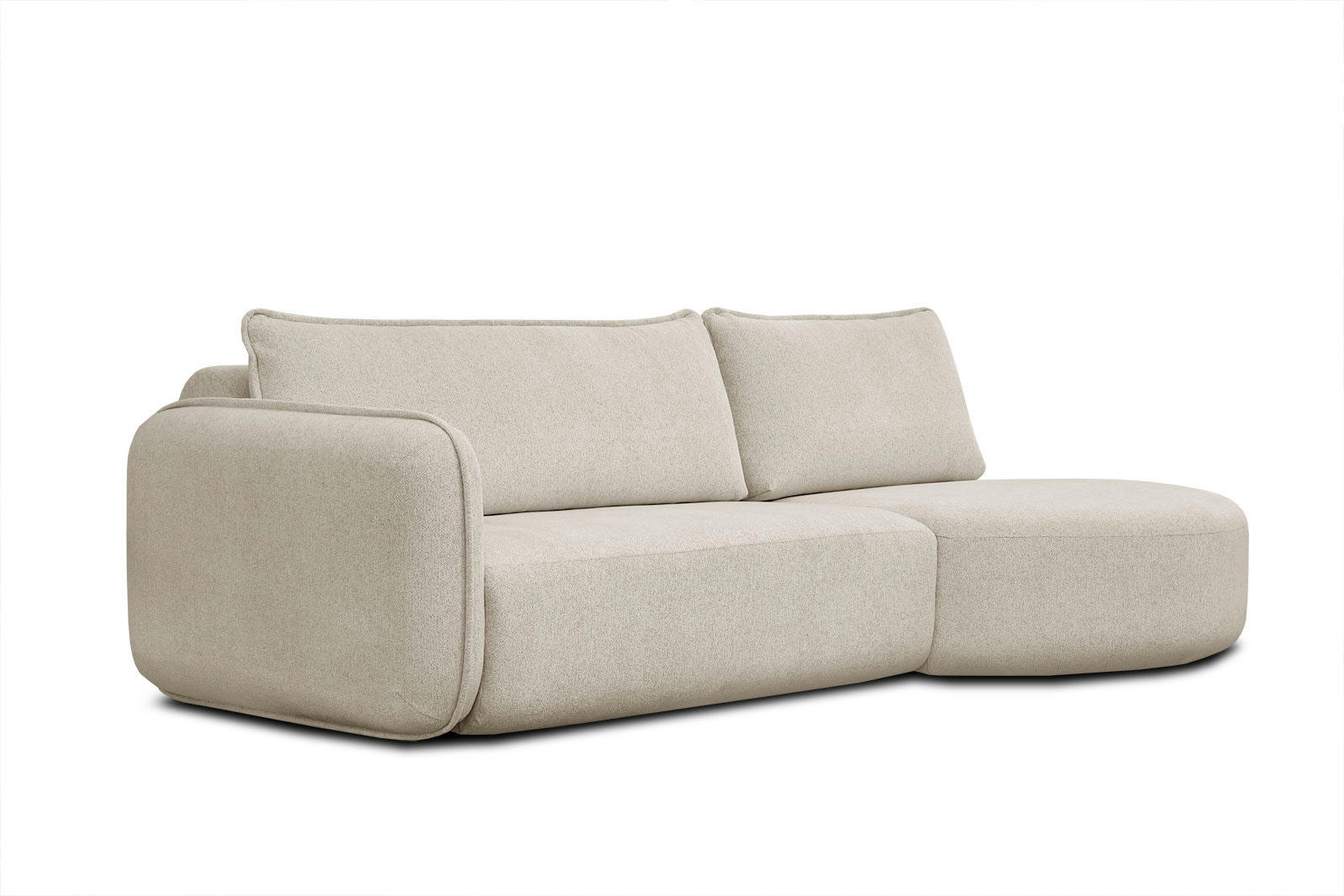 IPSUM - Canapé d'angle droit 3 places avec l'île tissu beige