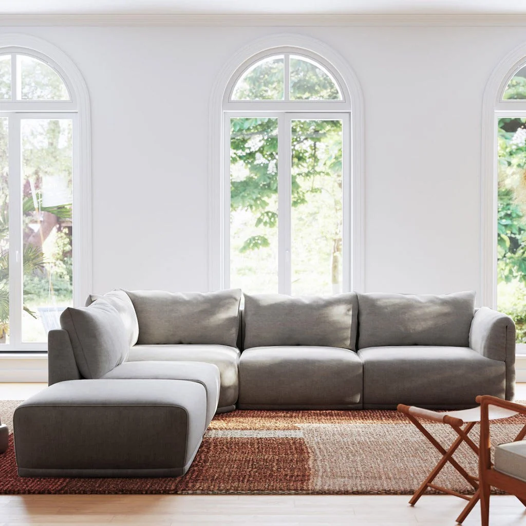 Módulo de sofá braço direito cinza COTILLARD