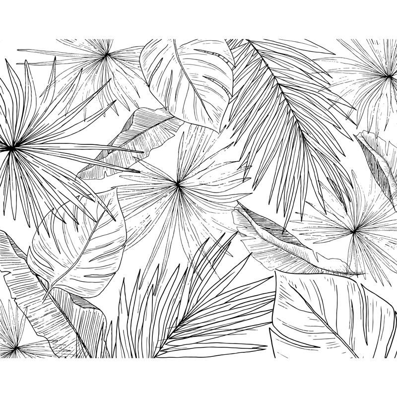 LAMNAR SVART - Papier Peint Panoramique L336xH270cm Noir Feuillage