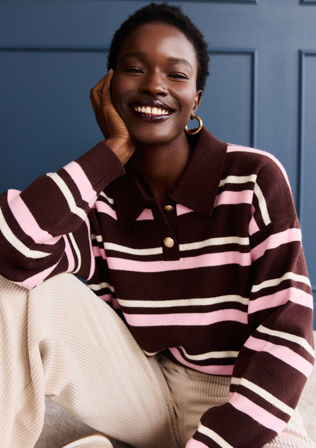 Gestreepte trui met polokraag