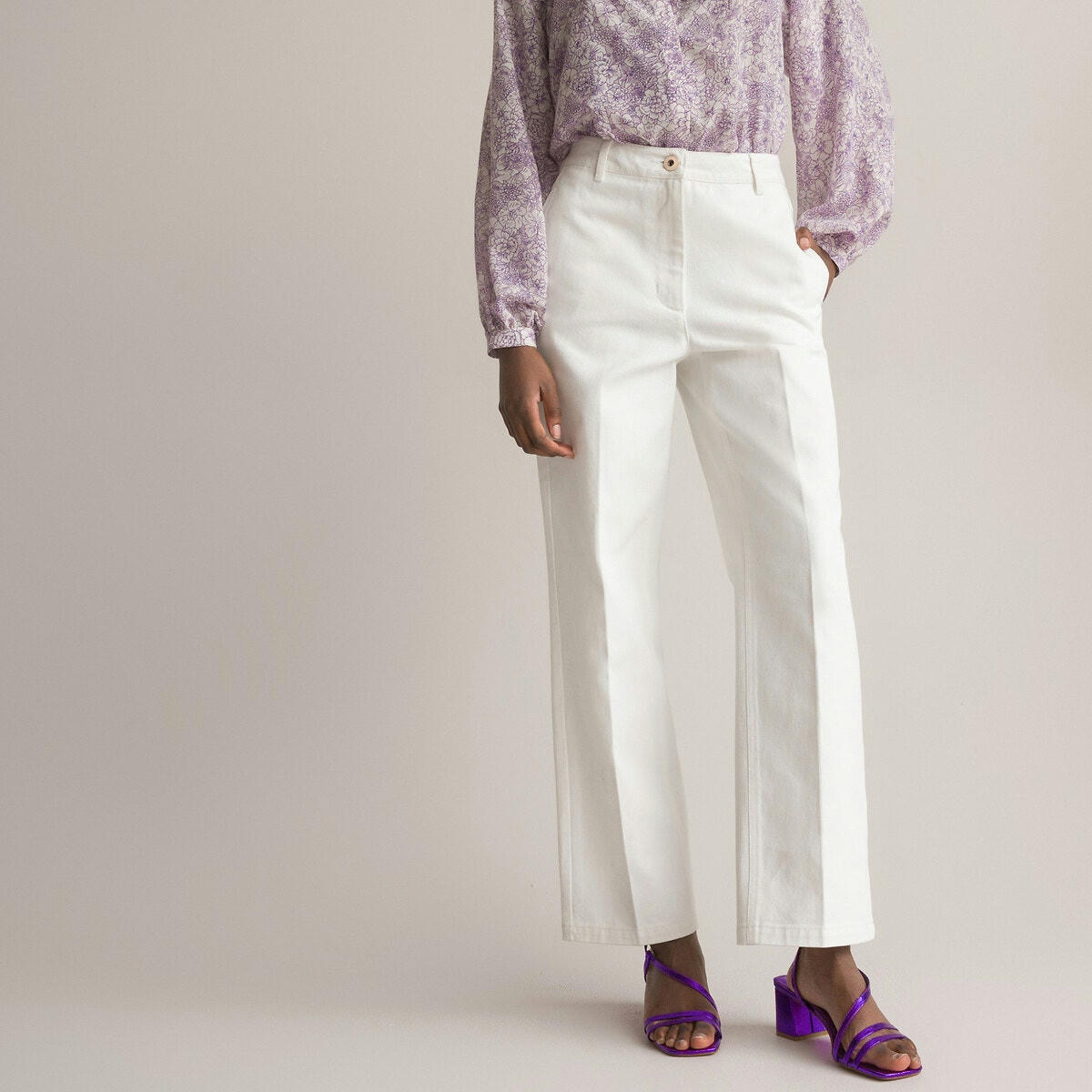 Pantalon large, taille haute