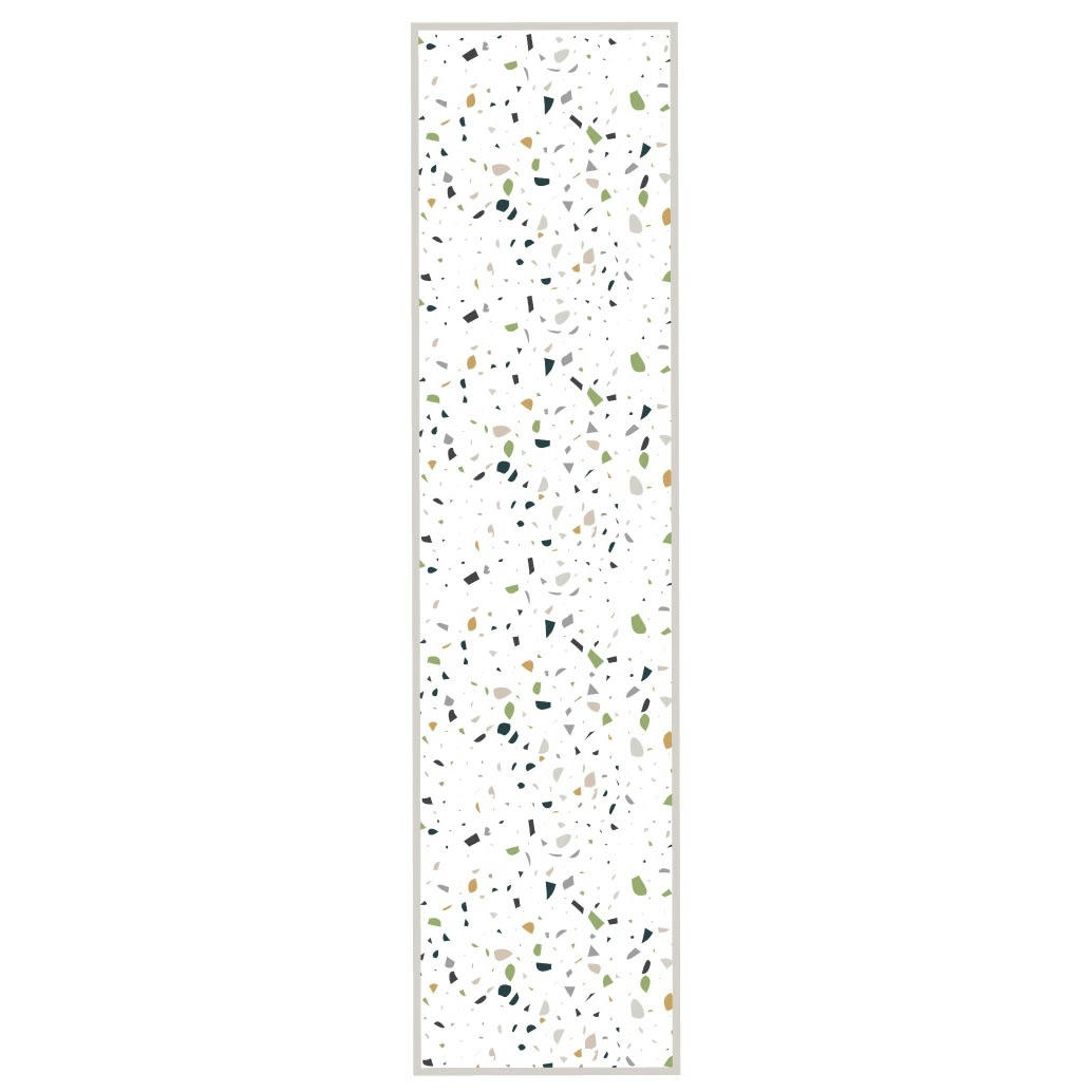 TERRAZZO - Tapis vinyle vert et gris terrazzo 48x198 cm