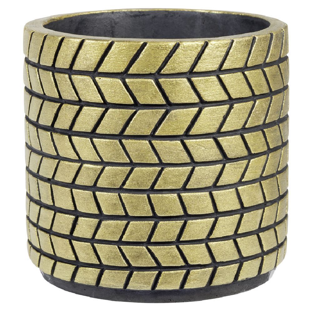 Cache pot ciment noir et doré 10,7xH10,7cm