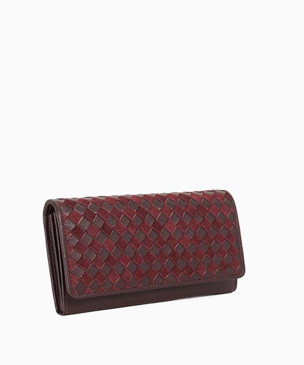 Konnor Burgundy - Woven Leather Purse