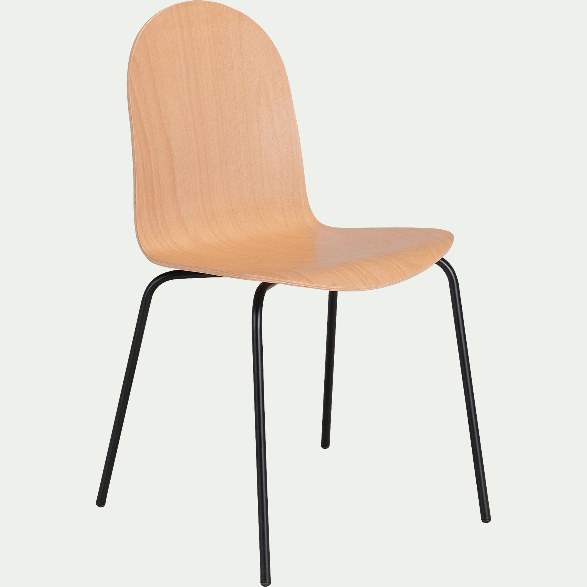 IZA - Chaise avec coque en contreplaqué moulé de hêtre - bois clair