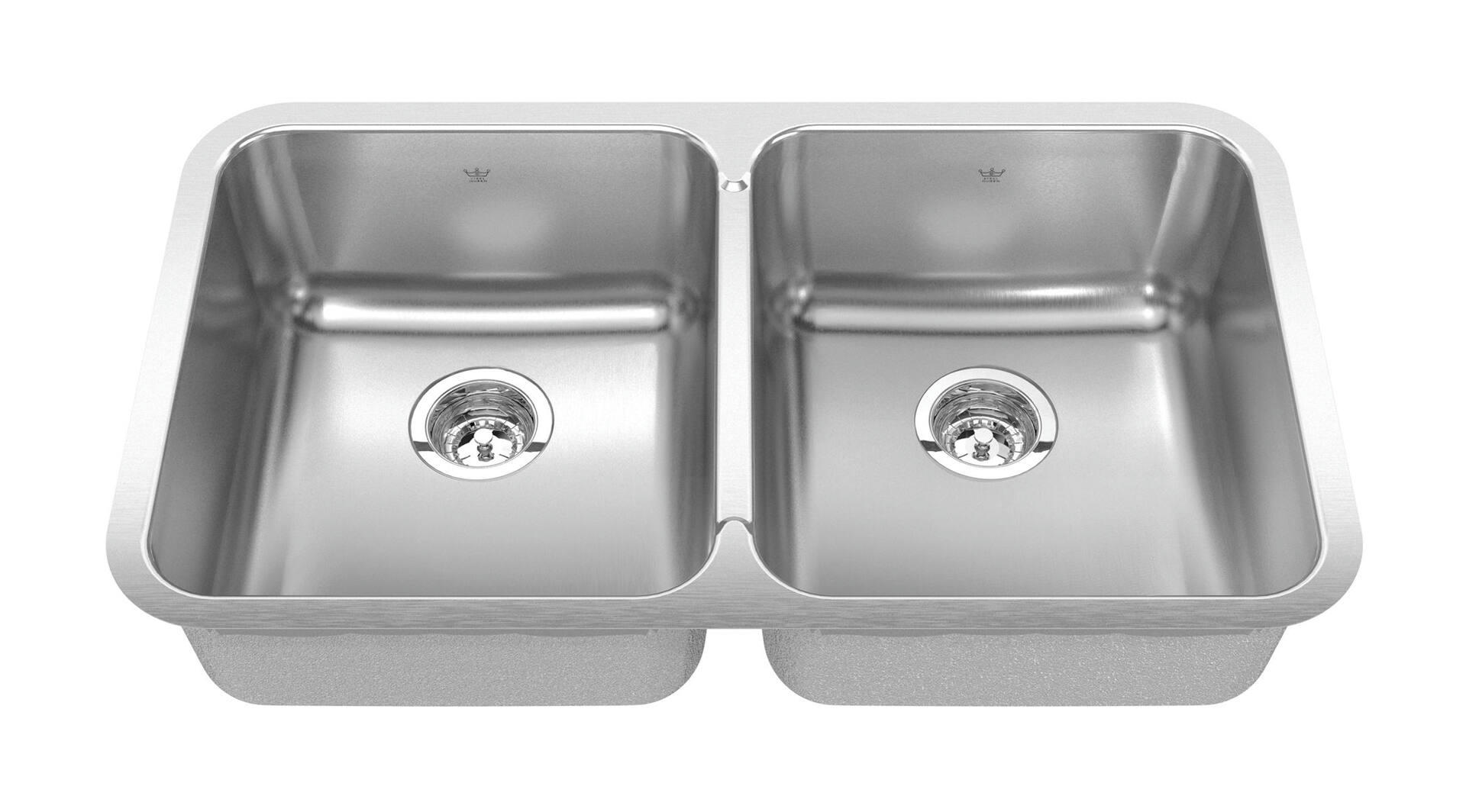 Kindred Steel Queen Undermount Double Bowl Kitchen Sink, 30.88-in x 17.75-in x 8-in, Stainless Steel