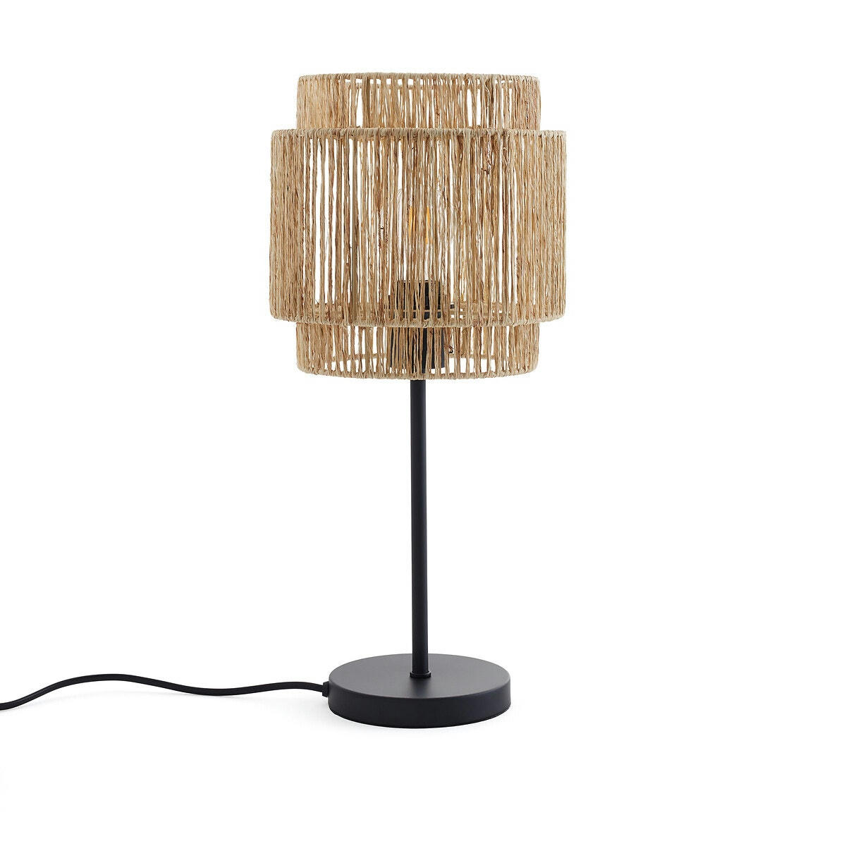 Lampe à poser métal fer et chanvre, Yaku