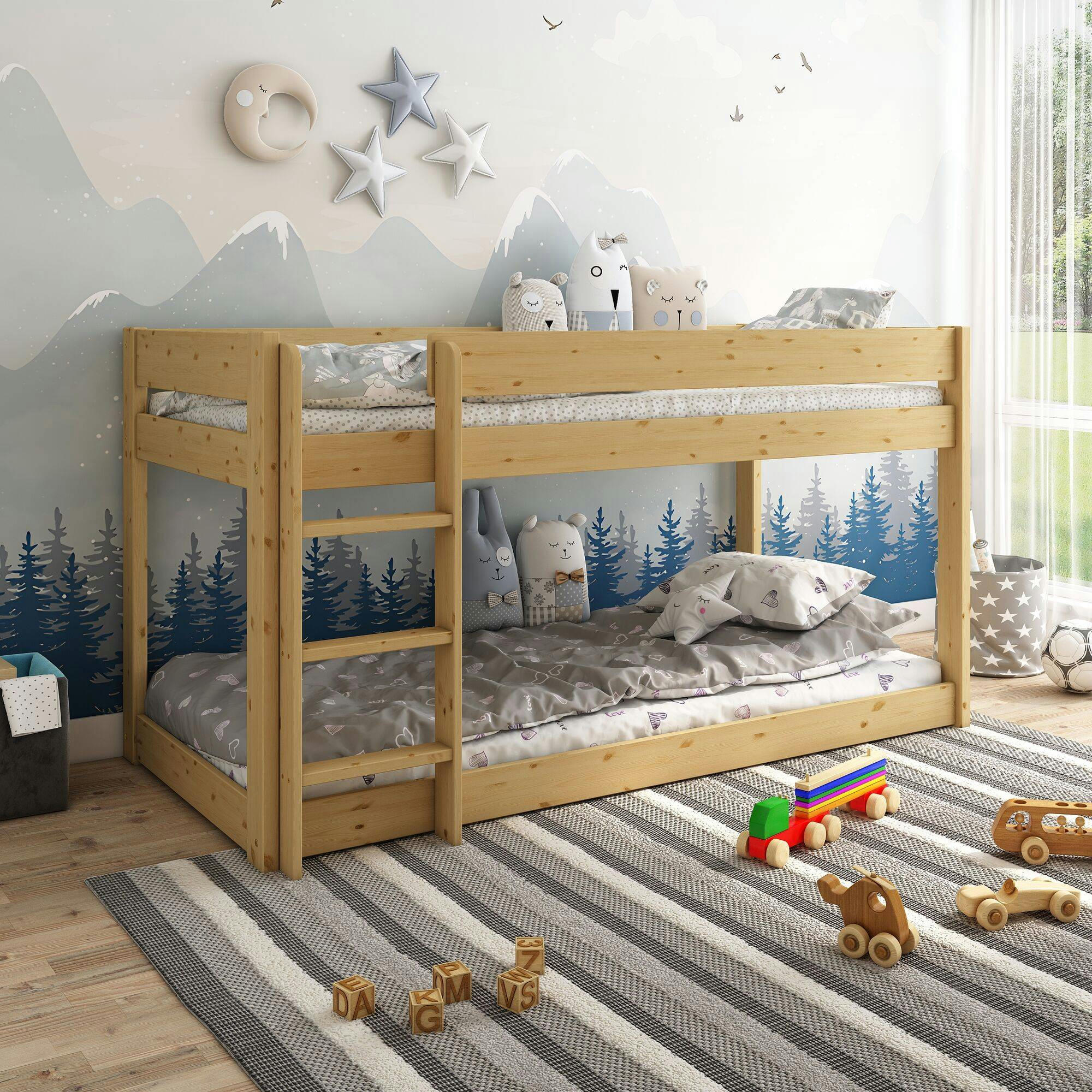 TOBIAS - Lits superposés en bois massif  90 x 200 cm miel