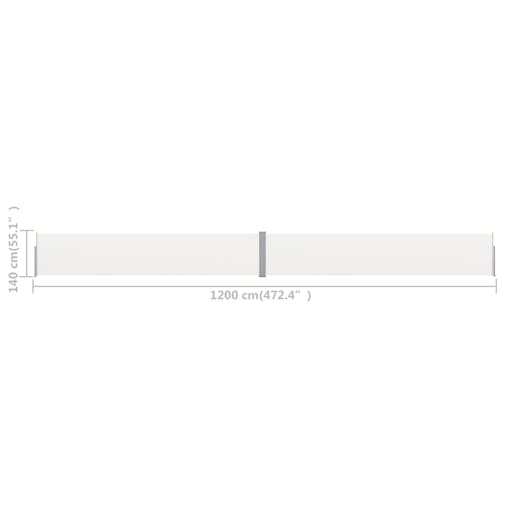 NNEVL Patio Retractable Side Awning 140x1200 cm Cream