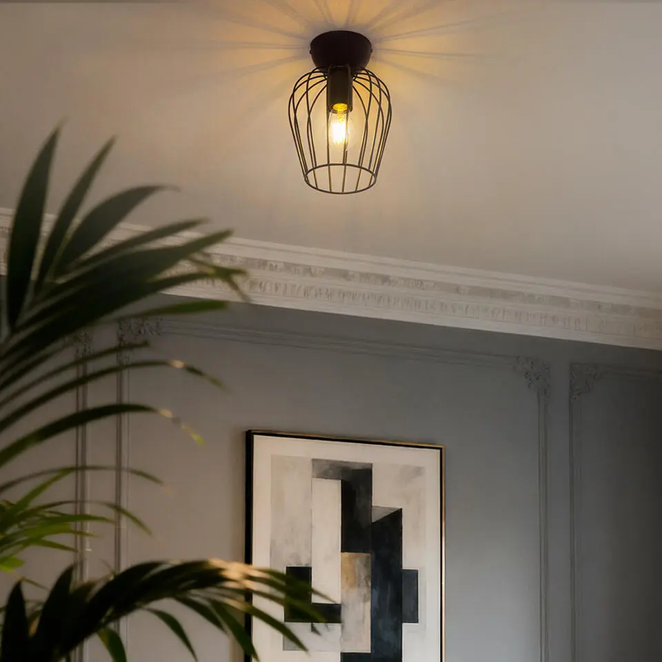 Qazqa plafondlamp palica zwart e27