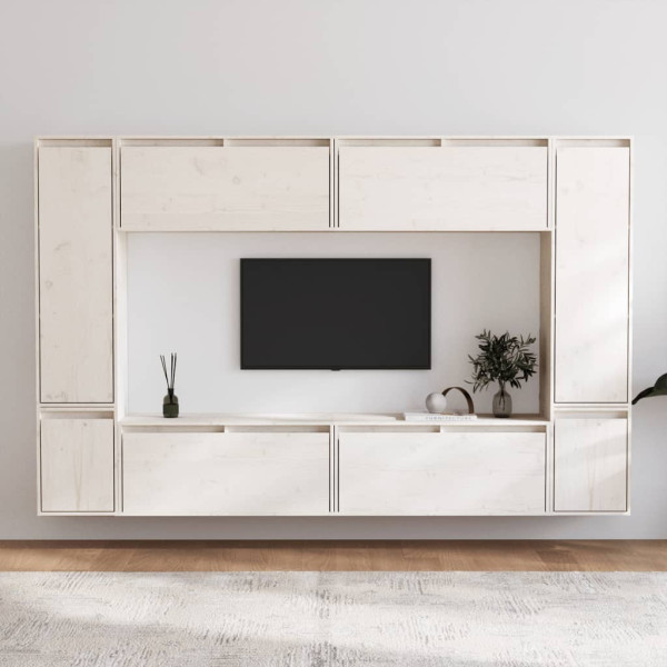 Szafki pod TV 8 szt. białe lite drewno sosnowe