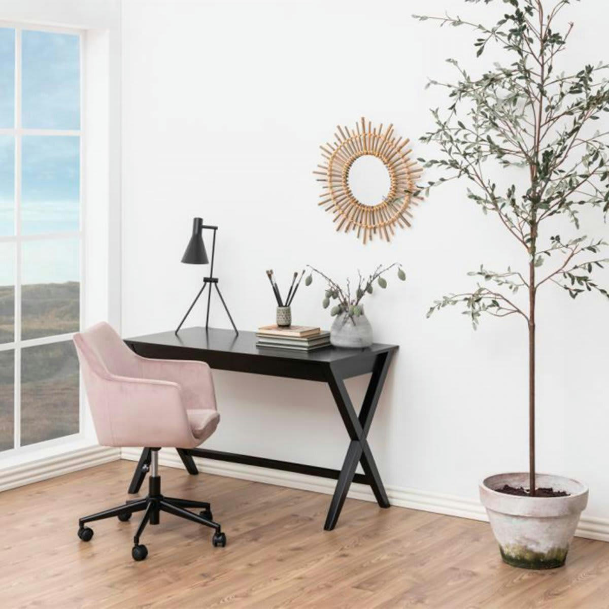 DELCOR - Bureau avec tiroir en bois noir 120cm