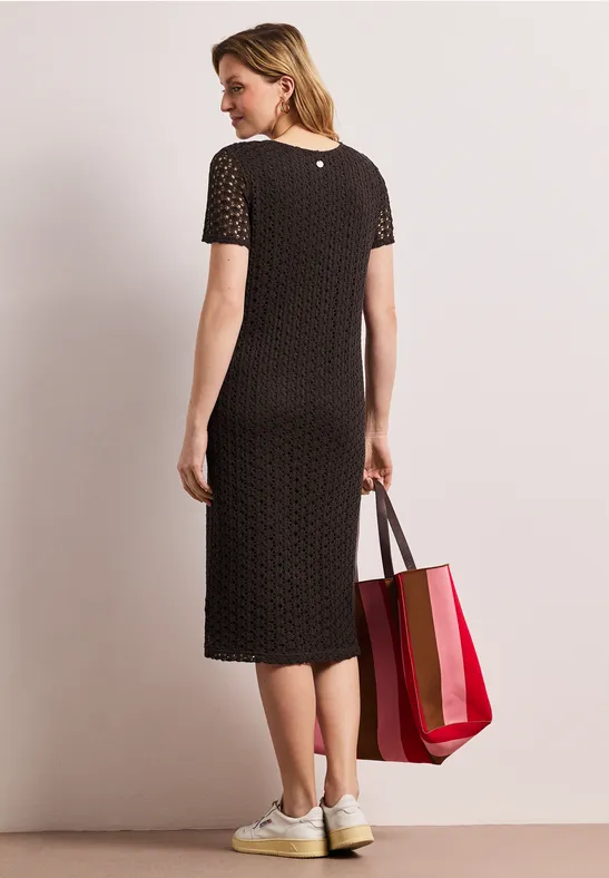 Midi-Kleid aus Spitze in Unifarbe