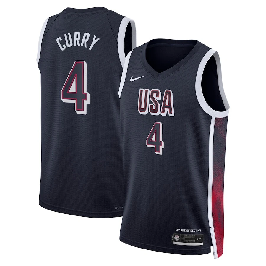 Stephen Curry #4 USA Men’s National Team USA 2024 OLYMPIC JERSEYS - Navy
