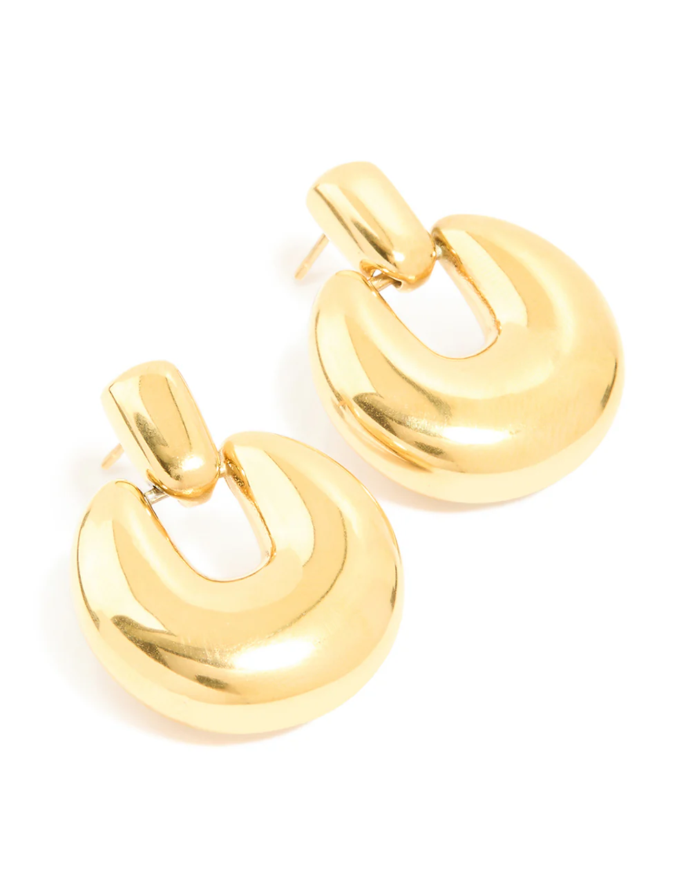 Waterproof Gold Plated Stainless Steel Round Doorknocker Earrings