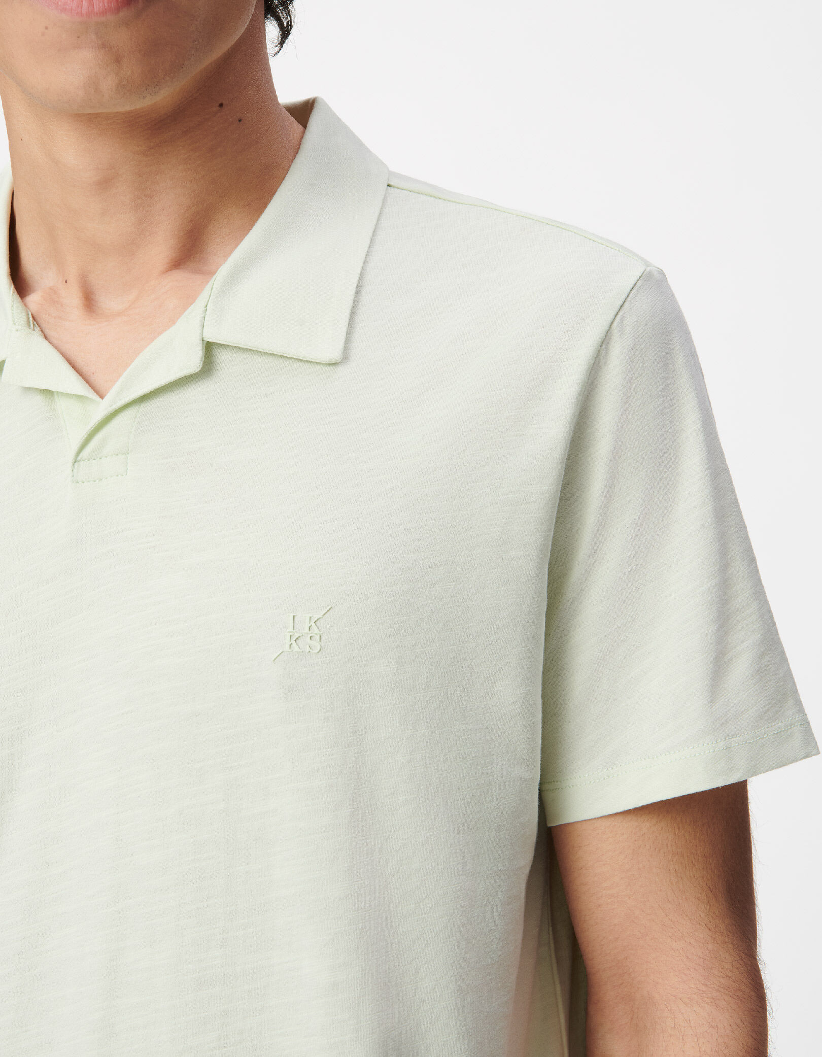 Polo manches courtes beige coton bio flammé Homme