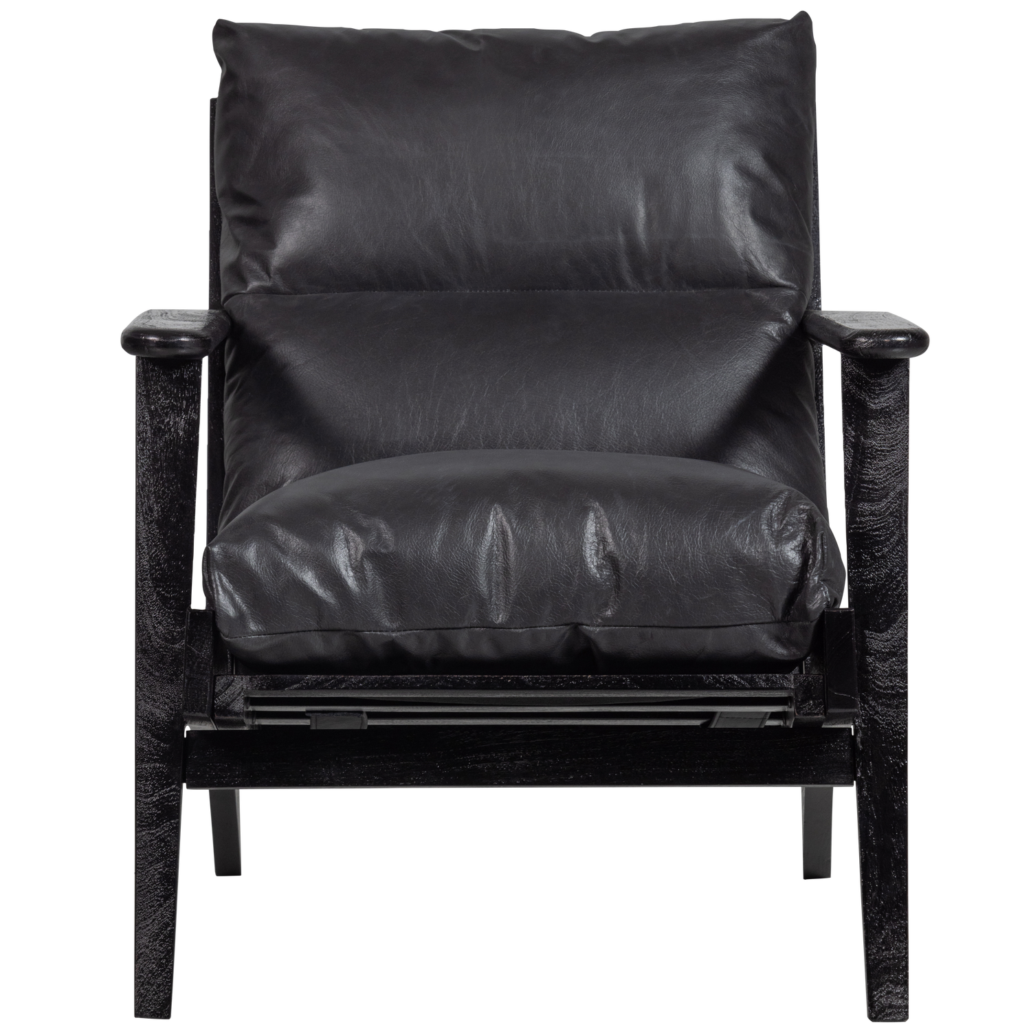 WOOOD fauteuil Houston - Leer- Zwart - 86x71x71