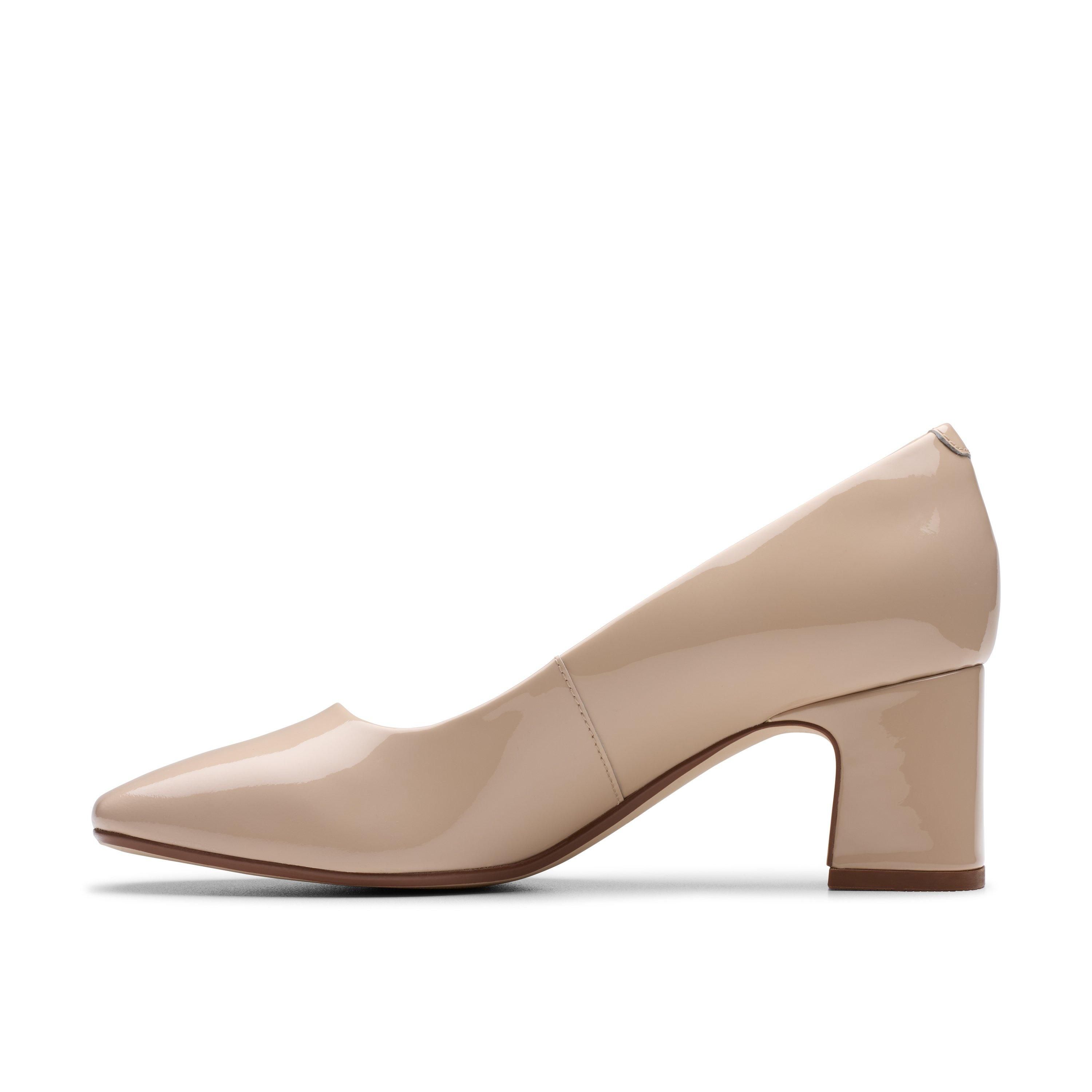 Clarks Fernie Court Sand Patent Court Shoes,Slip Ons,Heels