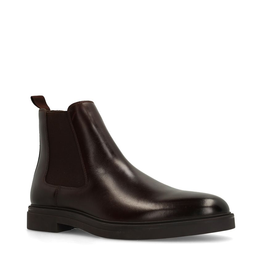 Manfield Bruine leren chelsea boots