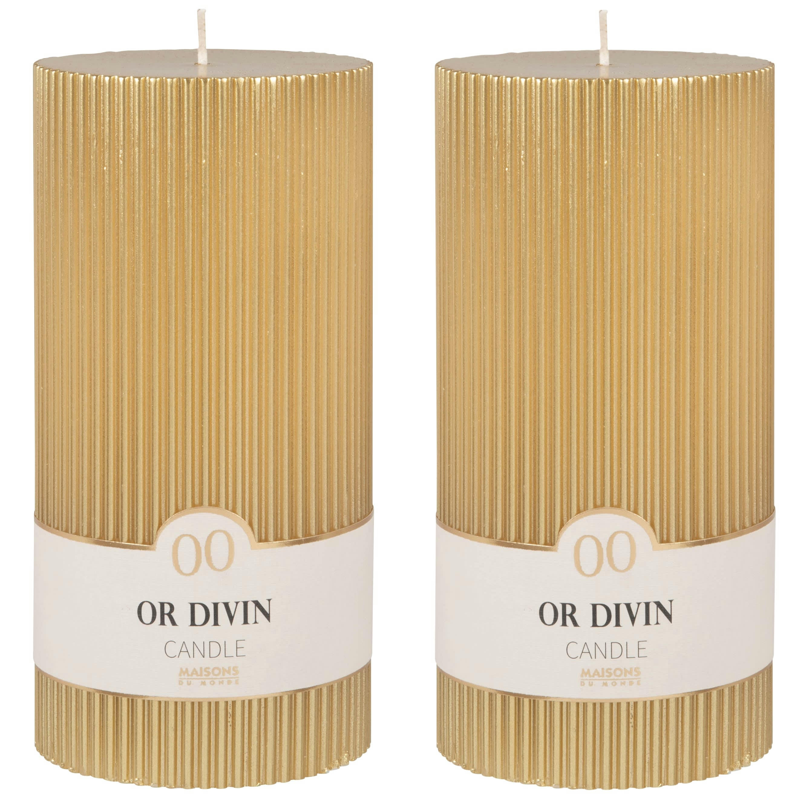 COLORAMA - Bougie striée dorée H18