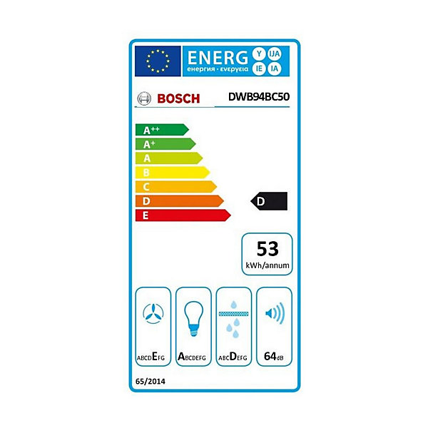 BOSCH Hotte décorative murale 90 cm débit 330 m3/h - DWB94BC50