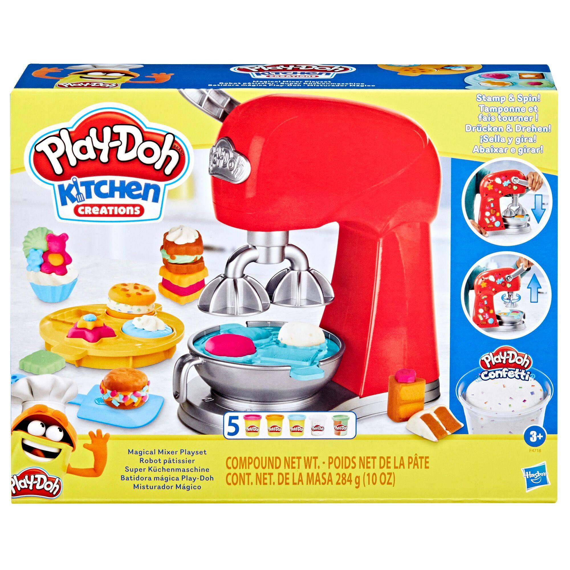 Play Doh Kitchen Creations Magical Mixer Playset with Non-Toxic Compound Cans, 10-oz, Bilingual, Ages 3+
