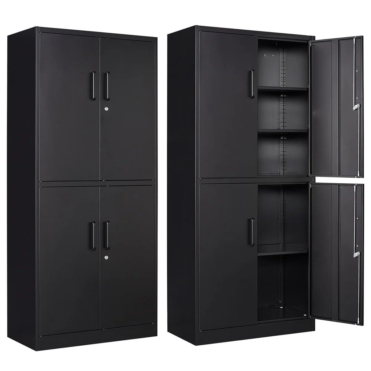 Metal Storage Cabinet with Lock Door, Adjustable Shelf Steel Cabinets for Office, Home,Pantry Garage Utility Cabinet (4 Door)