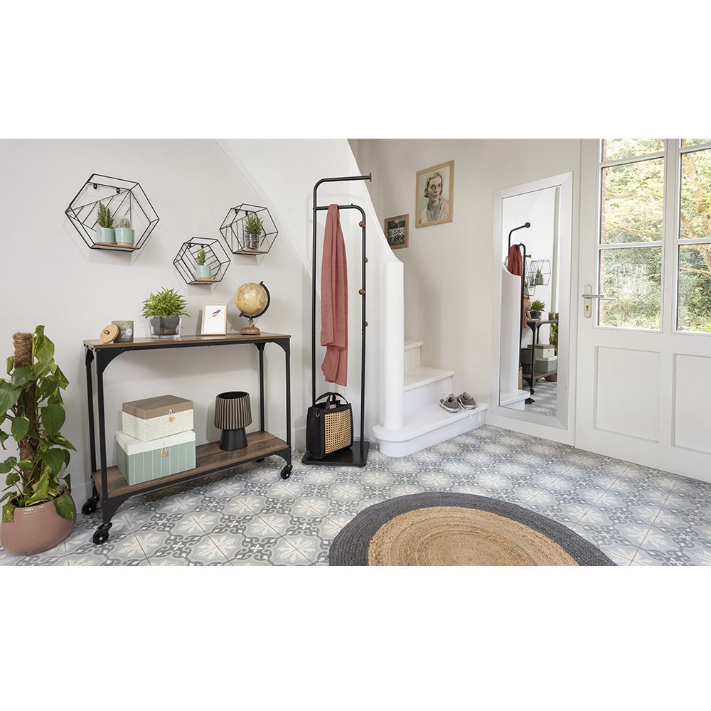 Console Detroit bois métal noir et marron 80x30xH72 cm