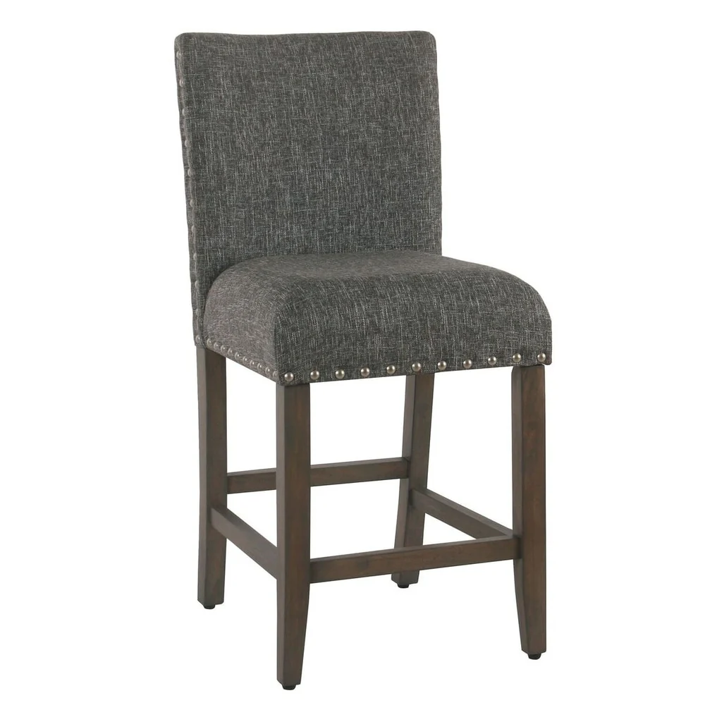 Porch & Den Robin Slate Grey Nailhead Trim Counter Stool - 24 inches