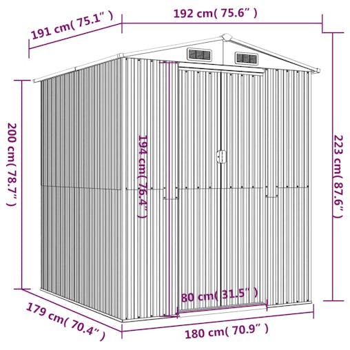 NNEVL Garden Shed Light Brown 192x191x223 cm Galvanised Steel