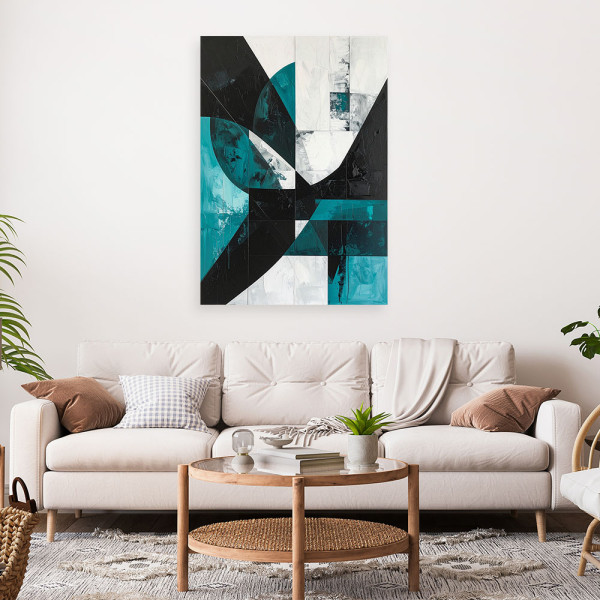 Obraz do salonu biura kuchni, Geometryczna abstrakcja turkusowy 20x30