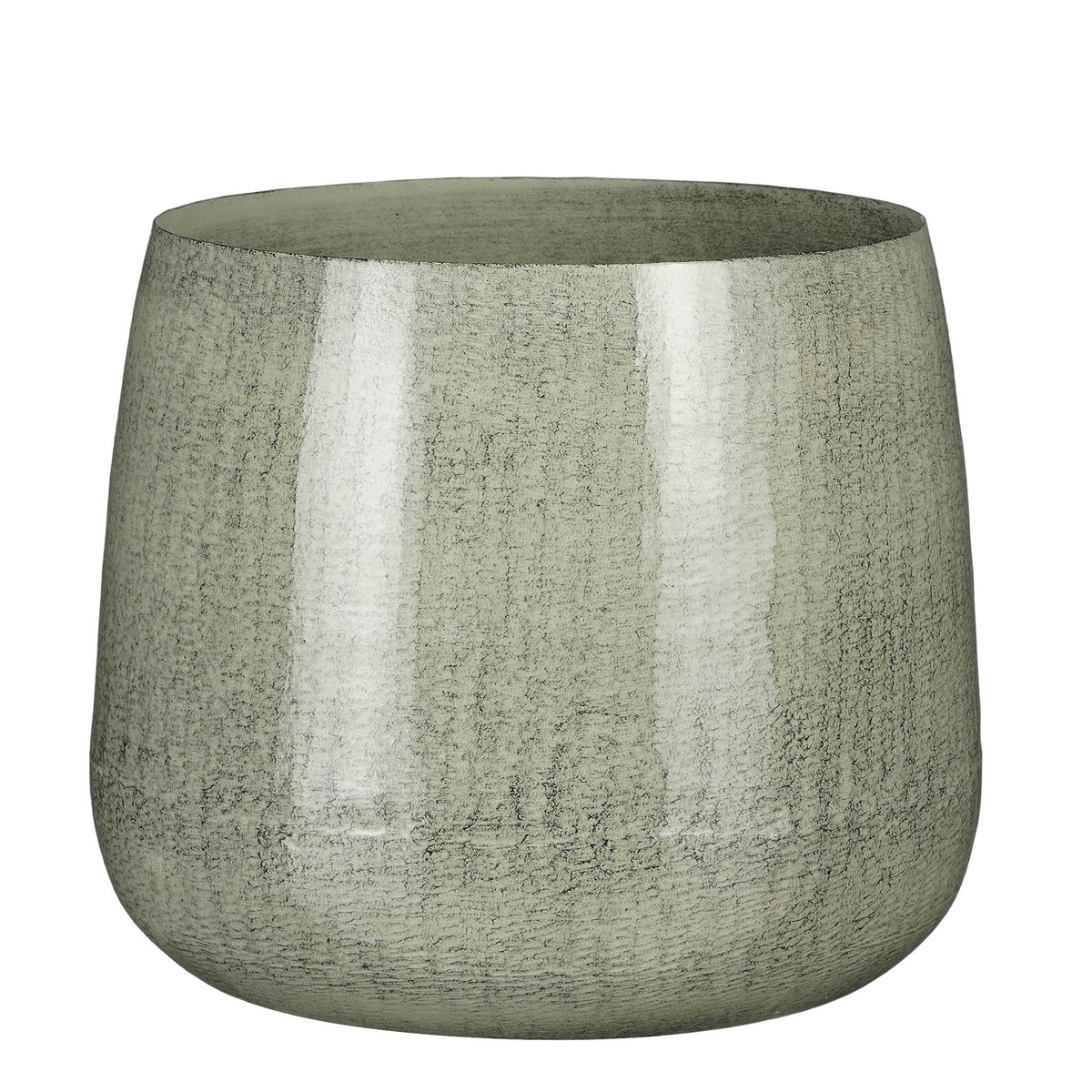 Mica Decorations Benson Bloempot - H20 x Ø23 cm - Metaal - Lichtgrijs