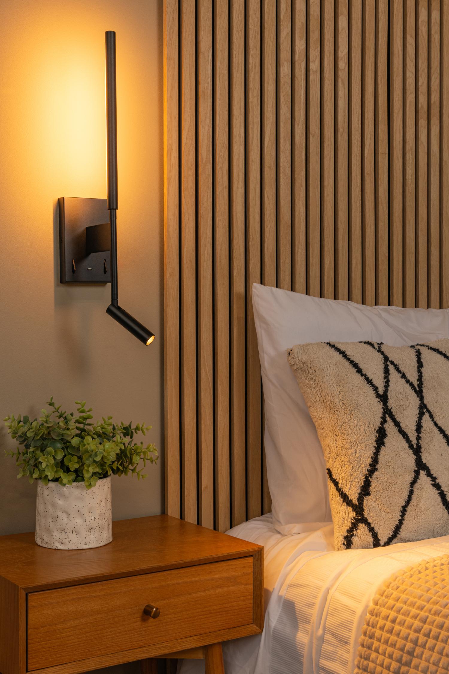 Lucide wandlamp FINAN - Geïntegreerde LED - Zwart