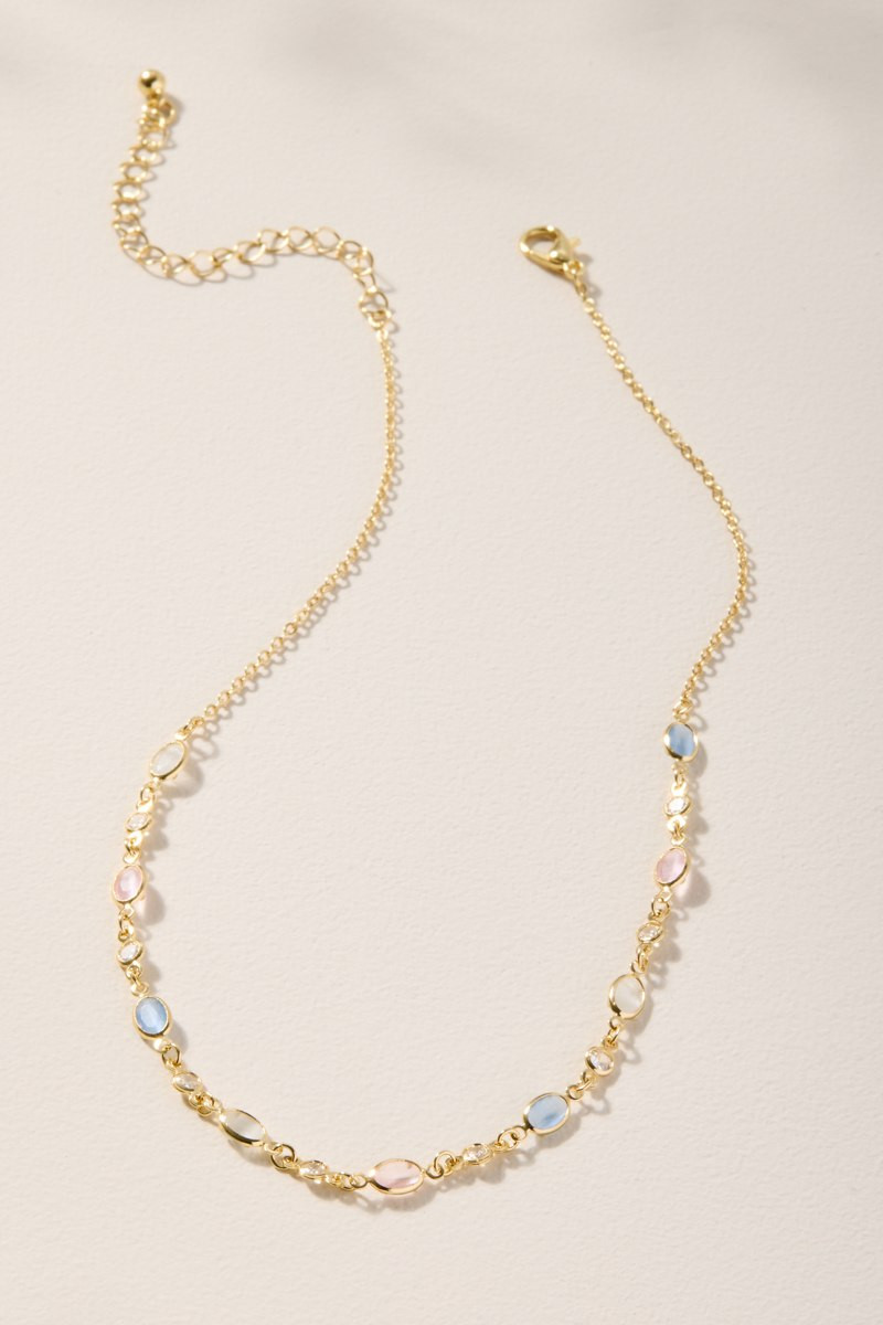 Nicole Bezel Stone Strand Necklace