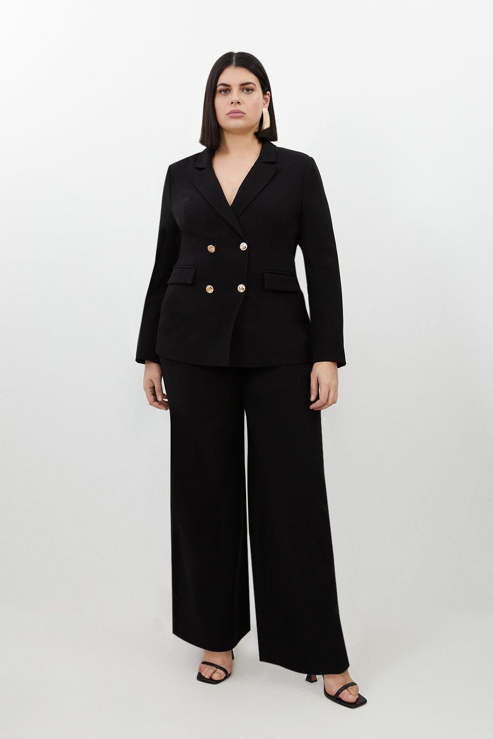 KarenMillen Plus Size Compact Essential Tailored Double Breasted Blazer