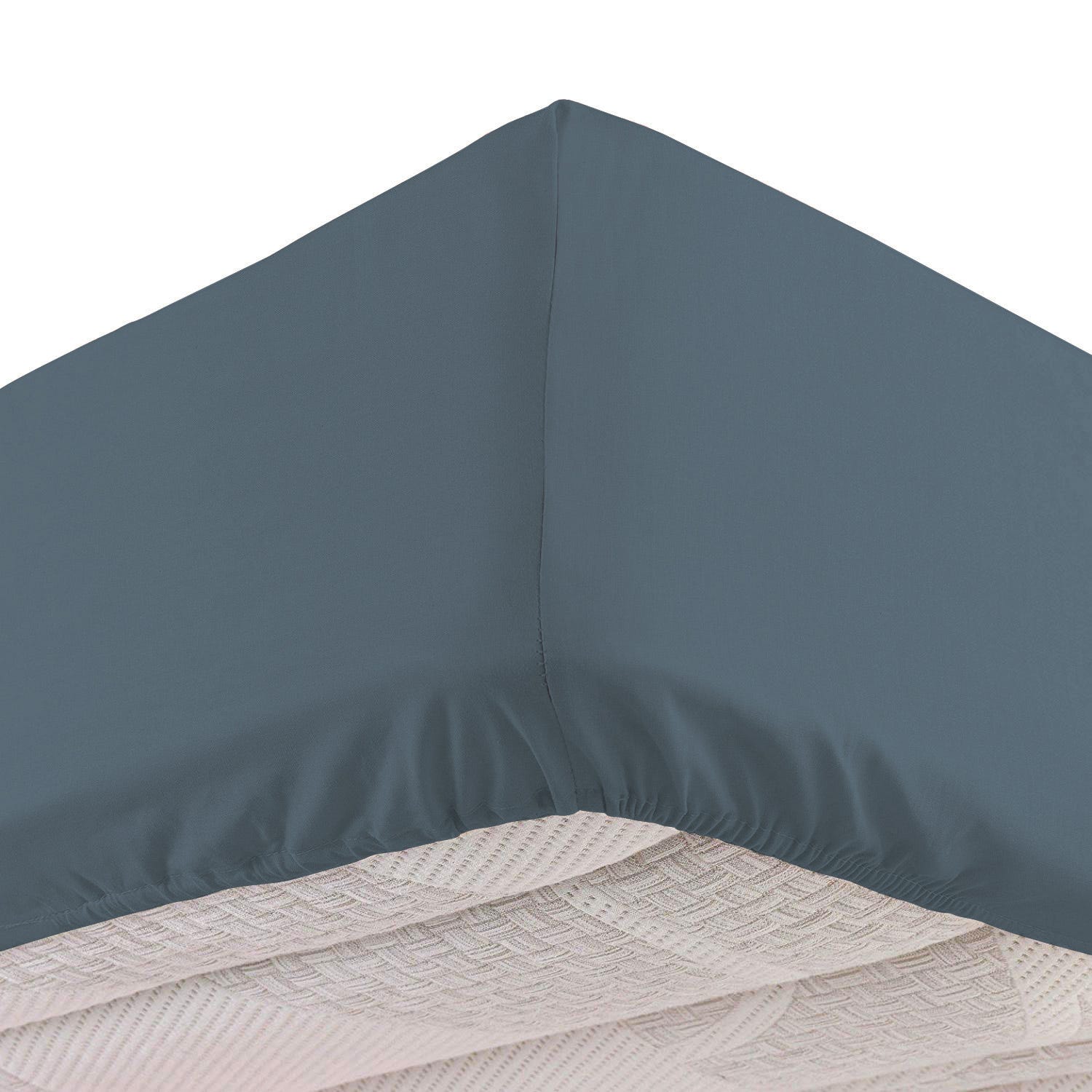 Completo letto matrimoniale in cotone percalle ottanio