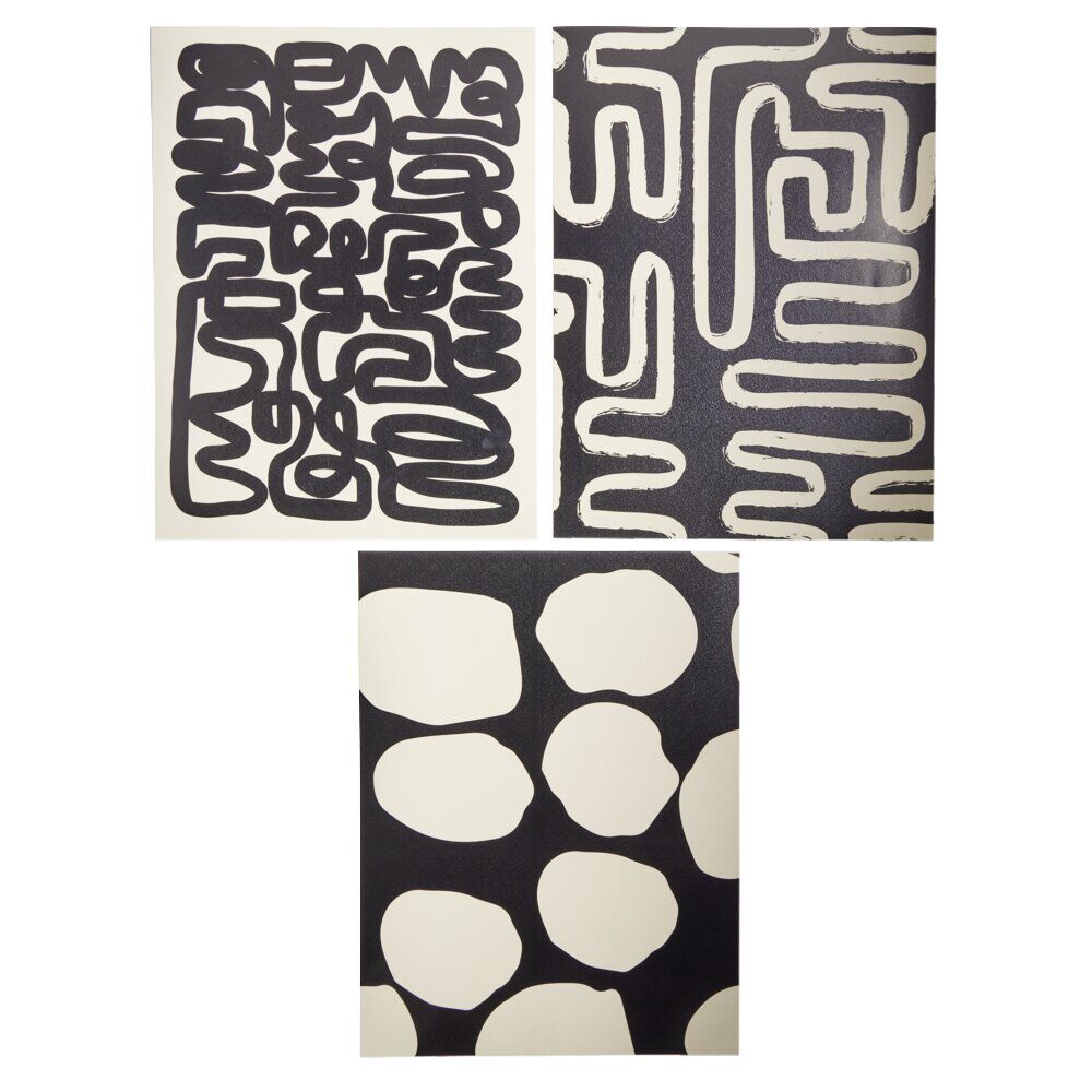 Affiche papier x3 thème abstrait noir et beige 30x40cm