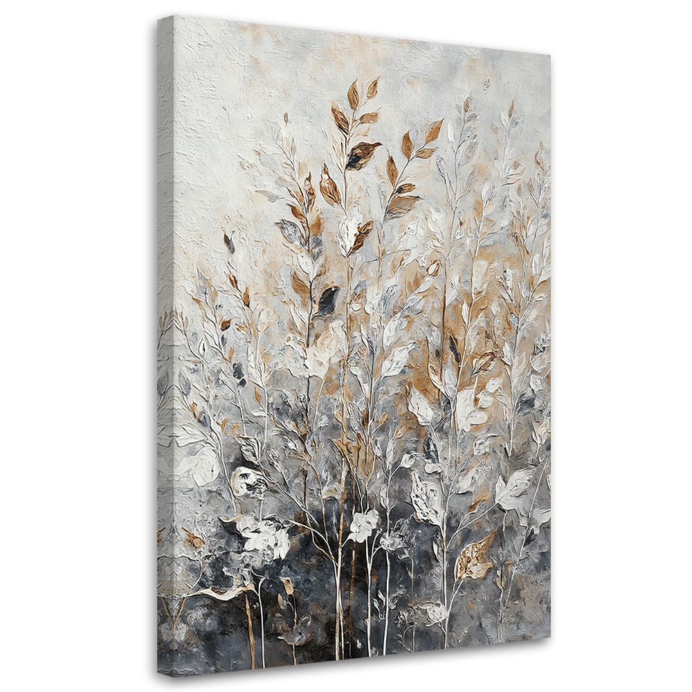 Feeby Obraz na płótnie, Rośliny Abstrakcja Botanika Złoty 40x60